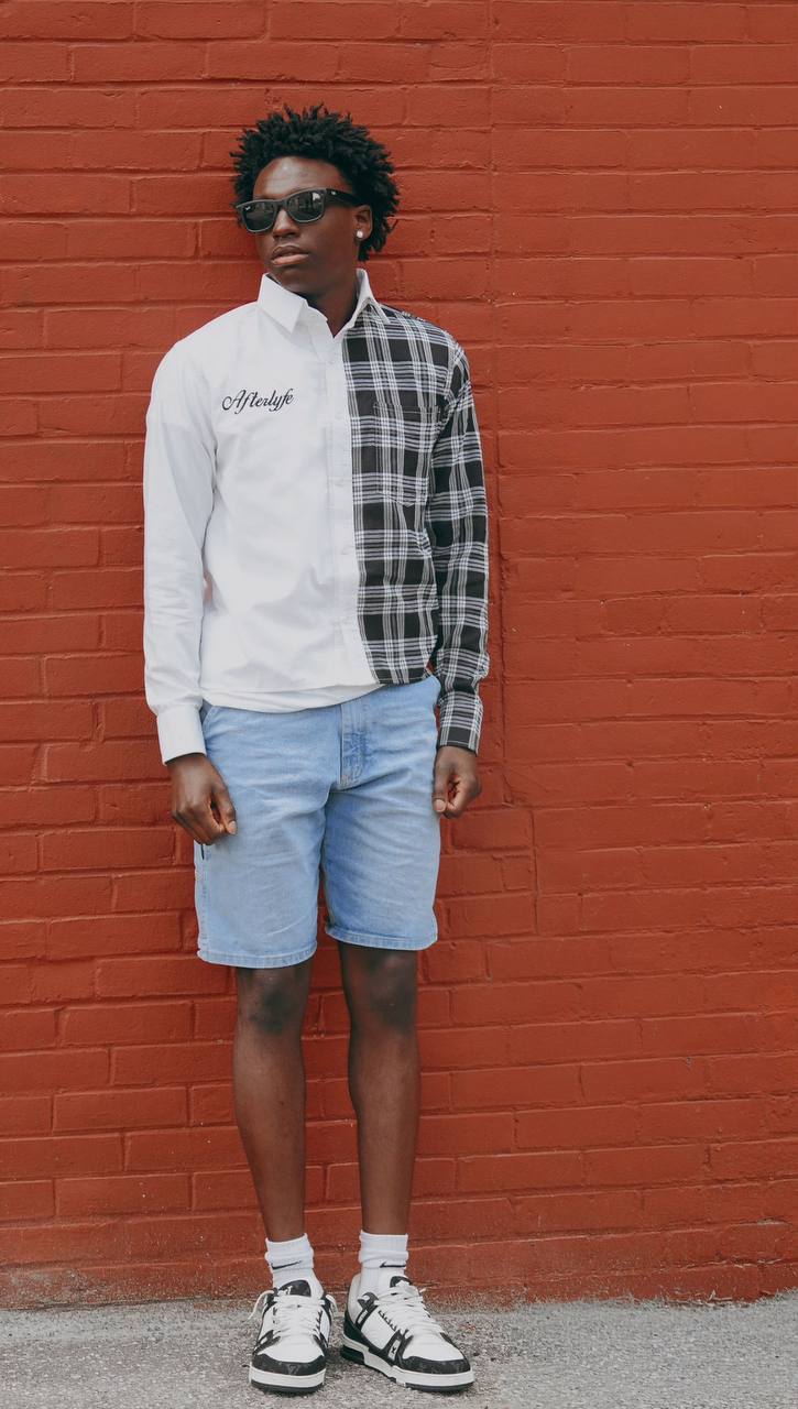 White "Broken Plaid" Flannel